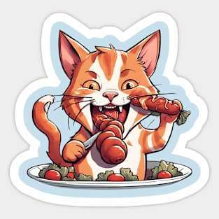 hotdogcats eat sausage Sticker